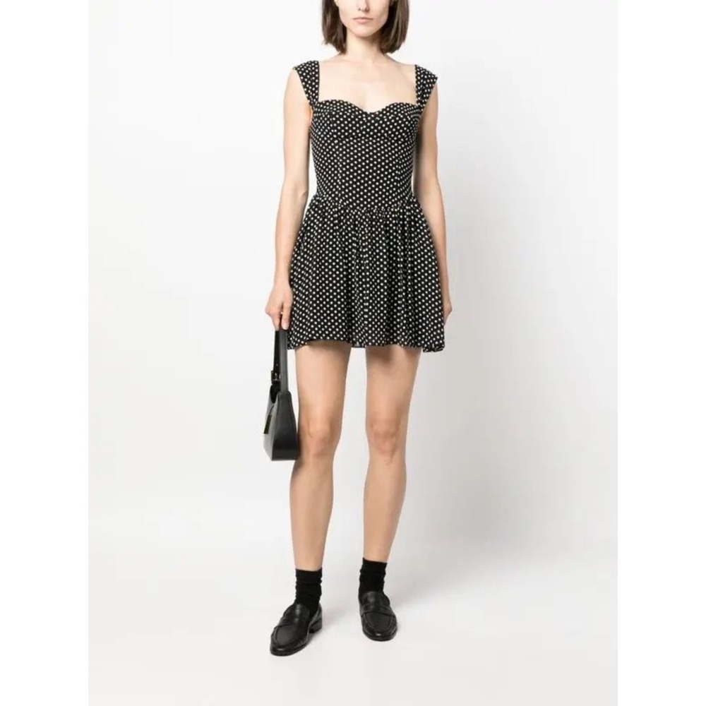 Reformation Taiga Polka Dot Mini Dress Size 10‎ Petite Classic Chic LBD Feminine